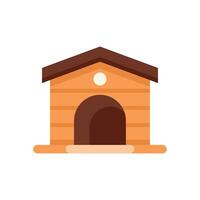 Wooden doghouse providing shelter for dog in flat design vector