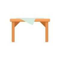 Wooden table with tablecloth covering top surface vector