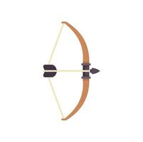 Wooden bow and arrow pointing right with string pulled back ready to shoot vector