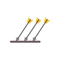 Three arrows hitting target on white background vector
