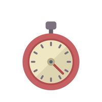 Red stopwatch measuring time passing by on white background vector