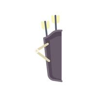 Leather quiver with arrows for bow hunting hanging on white background vector