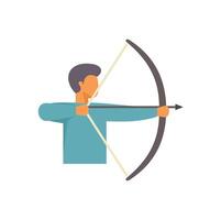 Professional archer taking aim with bow and arrow during competition vector