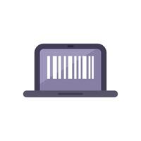 Laptop displaying barcode for inventory and tracking vector