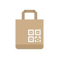 Brown paper bag showing qr code for online shopping vector