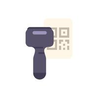 Barcode scanner reading a qr code for inventory management vector