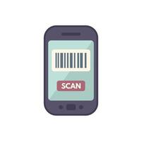 Smartphone scanning barcode with scan button on screen vector