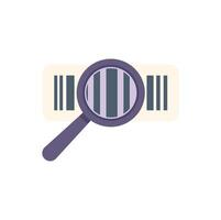 Magnifying glass examining barcode for product information and authenticity vector