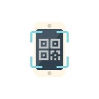 Smartphone scanning qr code for mobile payment and authentication vector