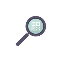 Magnifying glass examining qr code for information and data access vector