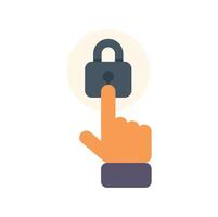 Hand pressing security lock button for mobile application vector
