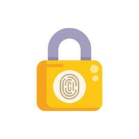 Yellow padlock protecting privacy with fingerprint scanner technology vector