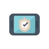 Smartphone showing security shield with check mark icon vector