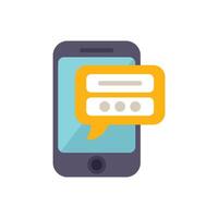 Smartphone showing chat bubble with password field for secure login vector