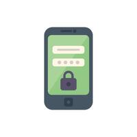Smartphone showing login screen with password and padlock for security vector