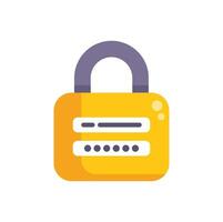 Yellow padlock displaying password protecting online data vector