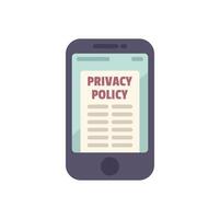 Smartphone showing privacy policy for mobile application vector