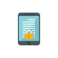 Smartphone showing important encrypted data with padlock icon vector