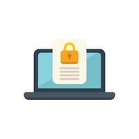 Laptop showing secured document with lock icon vector