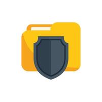 Data protection shield securing important files folder vector