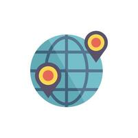 Global network showing location pins and navigation vector
