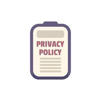 Clipboard showing privacy policy document for user data protection vector