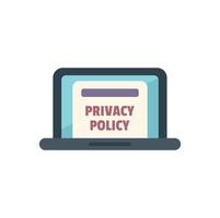 Laptop showing privacy policy document for data protection vector