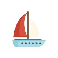 Sailboat sailing on water with red sails flat design icon vector
