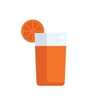 Orange juice glass with slice of orange on white background vector