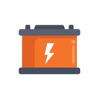 Orange car battery providing electrical power in flat design style vector