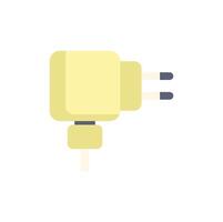 Yellow phone charger adaptor with two pins connecting vector