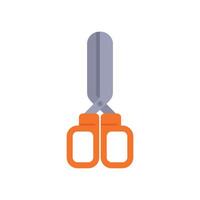 Pair of orange scissors cutting on white background vector