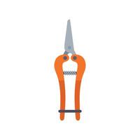 Orange garden secateurs for pruning branches in flat style vector