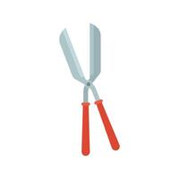 Gardening scissors with red handles for cutting bushes vector