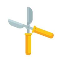 Gardening scissors with yellow handles for cutting branches vector