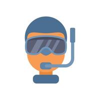 Diver wearing goggles and breathing apparatus is preparing to dive vector