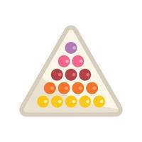 Triangle board game with colored balls forming pyramid vector