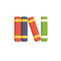 Stack of colorful books leaning over white background vector