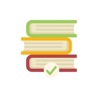 Stack of books with check mark symbol for successful learning vector