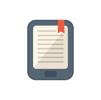 E reader displaying open book with bookmark icon vector
