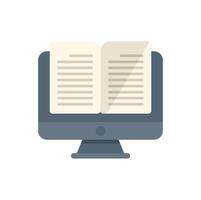 Online education icon showing book displaying on computer monitor vector