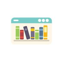 Online library on computer screen showing e learning concept vector