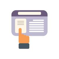 Businessman reading news on website using touchscreen device vector