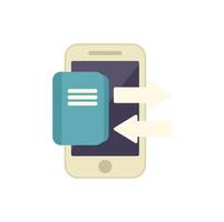 Smartphone exchanging data with digital book icon vector
