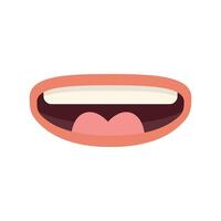 Cartoon mouth smiling showing teeth and tongue vector illustration
