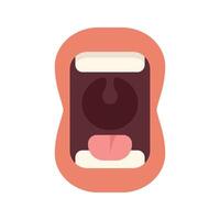 Open mouth showing tongue and teeth illustration vector