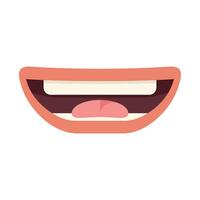 Cartoon mouth showing tongue smiling and happy vector