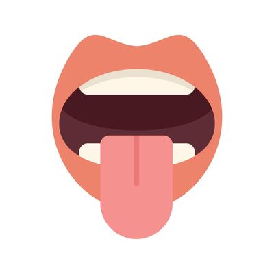 Open mouth sticking out tongue showing taste buds