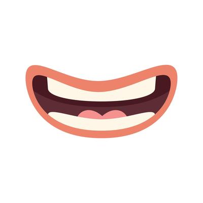 Cartoon mouth showing teeth and tongue smiling