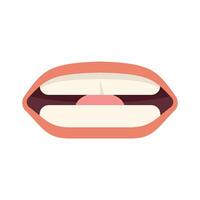Open mouth showing tongue and teeth minimalist illustration vector